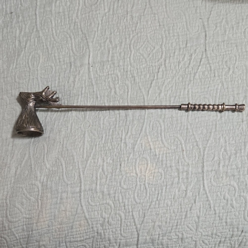 Brass Deer Head Candle Snuffer 12 Inches